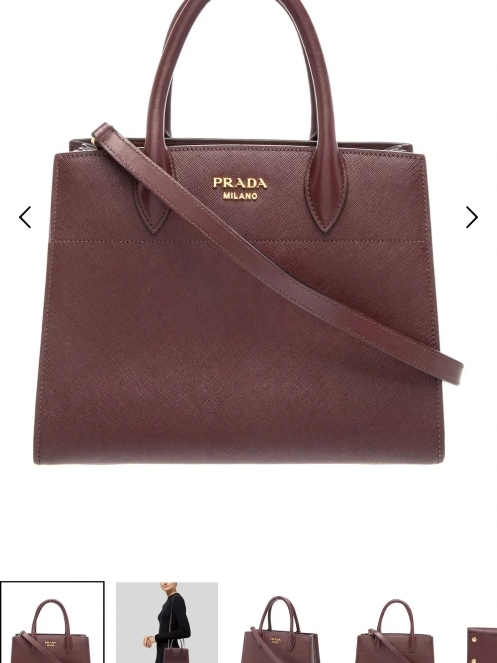 Prada Burgundy Leather Crossbody Bibliothèque